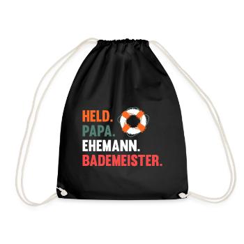 Rettungsschwimmer Papa Vater Bademeister - Turnbeutel - Schwarz - Vorne