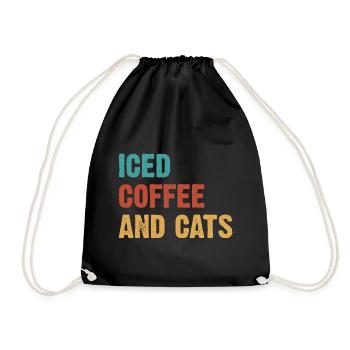 Iced Coffee And Cats - Drawstring Bag - black - Front