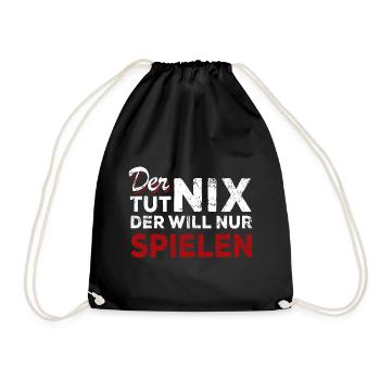 Der tut nix der will nur spielen - Spruch - Turnbeutel - Schwarz - Vorne