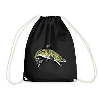 Hecht Fisch Fischer Angler Wildtier Flossen Ahoi - Turnbeutel - Schwarz - Vorne
