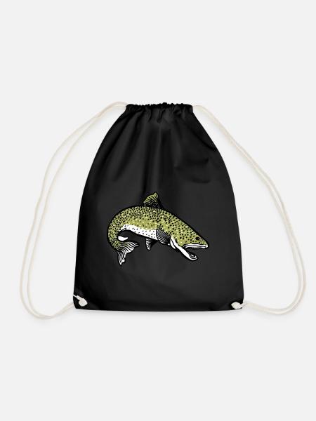 Hecht Fisch Fischer Angler Wildtier Flossen Ahoi - Turnbeutel - Schwarz