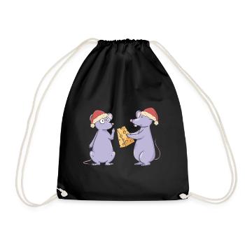 Père Noël Saint-Nicolas Souris Souris Père Noël Fromage - Sac de sport léger - noir - Devant