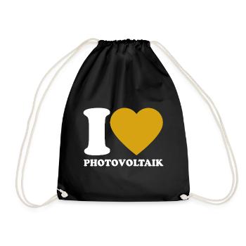 I Love Photovoltaik - Herz - Erneuerbare Energie - Turnbeutel - Schwarz - Vorne