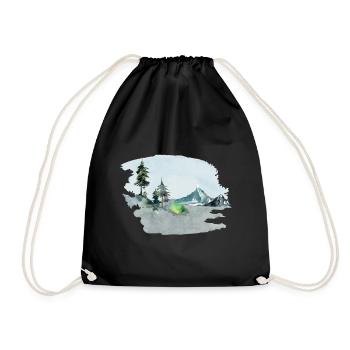 Camping tente dans la forêt et la montagne idée de cadeau - Sac de sport léger - noir - Devant