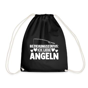 Angel Fischen Beziehungsstatus Angeln Angler - Turnbeutel - Schwarz - Vorne