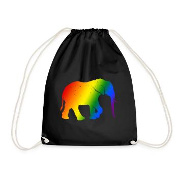 Elefant LGBT bunt LGBTQ - Turnbeutel - Schwarz - Vorne