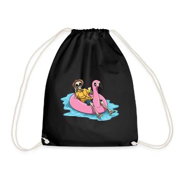 Strand Pool Flamingo Cocktail Baden - Turnbeutel - Schwarz - Vorne