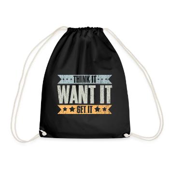 Think It Want It Get It Vintage Life Manifesting - Drawstring Bag - black - Front