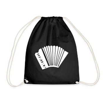 Geschenk Akkordeon Silhouette Volksmusik Musiker - Turnbeutel - Schwarz - Vorne