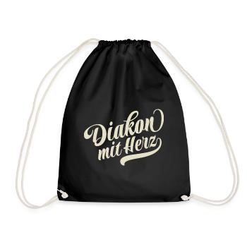 Diakon mit Herz - Motivation und Erfolg - Turnbeutel - Schwarz - Vorne