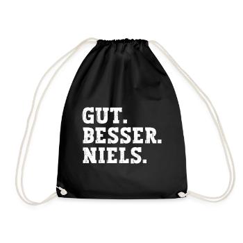 Gut Besser Niels Lustiger Spruch Name Niels - Turnbeutel - Schwarz - Vorne