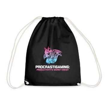 Gamer Procrastigaming Gaming - Drawstring Bag - black - Front