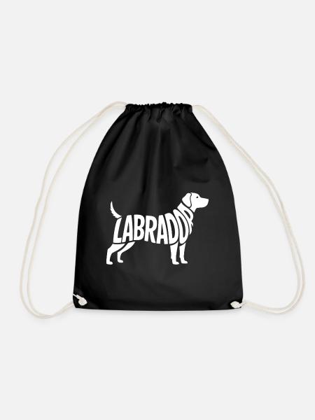 Labrador - süßer Hund Kaligraphie Aufkleber - Turnbeutel - Schwarz