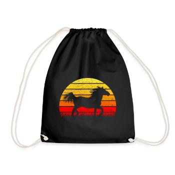 Silhouette d'un cheval Noriker au lever du soleil - Sac de sport léger - noir - Devant