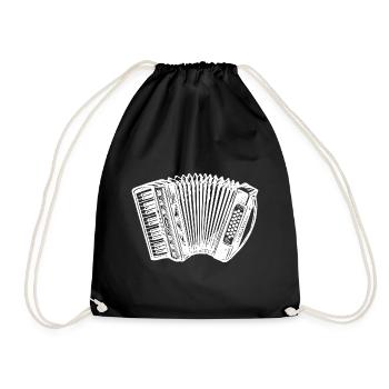 Geschenk Akkordeon Ziehharmonika Silhouette - Turnbeutel - Schwarz - Vorne