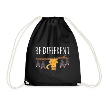 Be Different Cat With Bats - Drawstring Bag - black - Front
