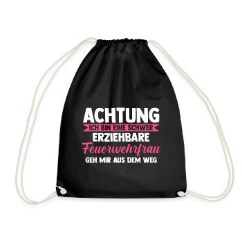 Feuerwehr Feuerwehrfrau - Turnbeutel - Schwarz - Vorne
