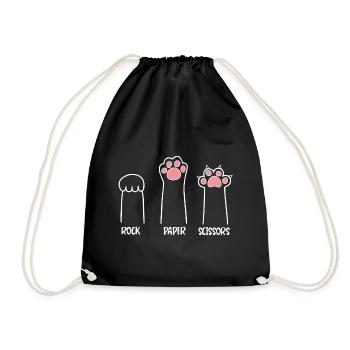 Chat mignon patte de roche papier ciseaux drôle jeu de main - Sac de sport léger - noir - Devant
