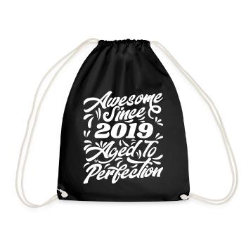 Awesome Since 2019 - Aged To Perfection, Gift 2019 - Drawstring Bag - black - Front