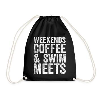 Weekends Coffee And Swim Meets - Coffee Lover - Drawstring Bag - black - Front