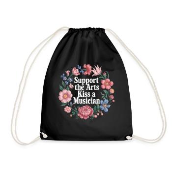 Support The Arts Kiss A Musician - Turnbeutel - Schwarz - Vorne