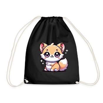 Super Cute Kawaii Baby Fox - Turnbeutel - Schwarz - Vorne