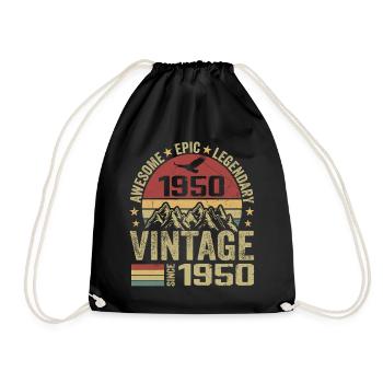 Vintage 1950's Birthday Gift 1950's - Born in 1950 - Drawstring Bag - black - Front