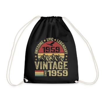 Vintage 1959 Cadeau Anniversaire 1959 - Né en 1959 - Sac de sport léger - noir - Devant