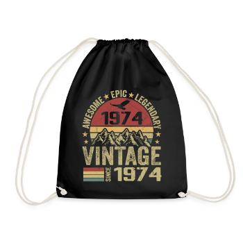 Vintage 1974 Cadeau Anniversaire 1974 - Né en 1974 - Sac de sport léger - noir - Devant