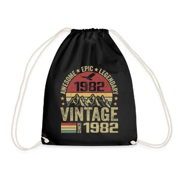 Vintage 1982 Cadeau Anniversaire 1982 - Né en 1982 - Sac de sport léger - noir - Devant