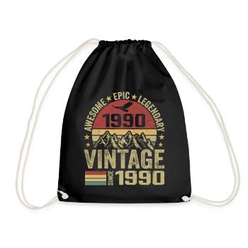 Vintage 1990 Cadeau Anniversaire 1990 - Né en 1990 - Sac de sport léger - noir - Devant