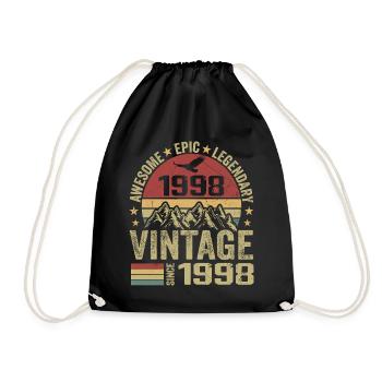 Vintage 1998 Birthday Gift 1998 - Born in 1998 - Drawstring Bag - black - Front