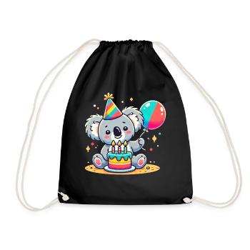 Koala Kid Celebrating Birthday - Turnbeutel - Schwarz - Vorne