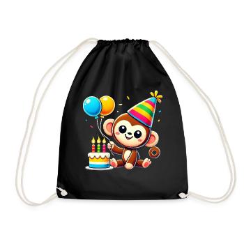 Monkey Kid Celebrating Birthday - Turnbeutel - Schwarz - Vorne