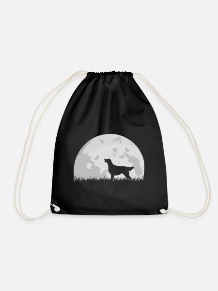Flat Coated Retriever Vollmond - Turnbeutel - Schwarz