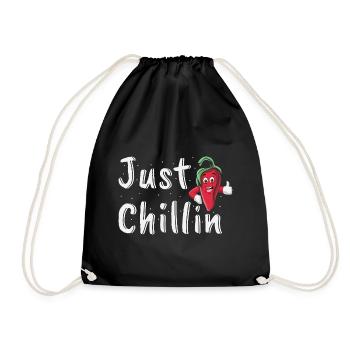 Just Chillin Funny Chili Pepper Spicy Food Lover - Turnbeutel - Schwarz - Vorne