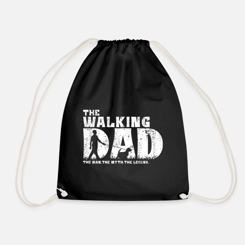 Jack Russell Terrier Walking Dad Papa Vintage - Drawstring Bag - black