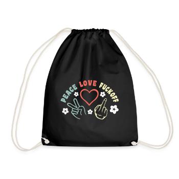Peace Love Fuckoff - Drawstring Bag - black - Front