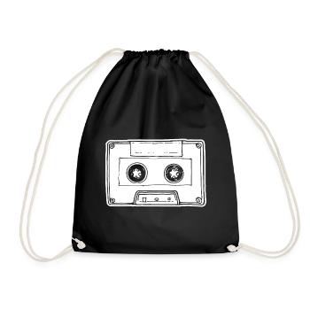 Music Cassette Cassette Audio Tape - Drawstring Bag - black - Front