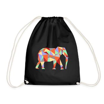 Elephant Geometric - Drawstring Bag - black - Front