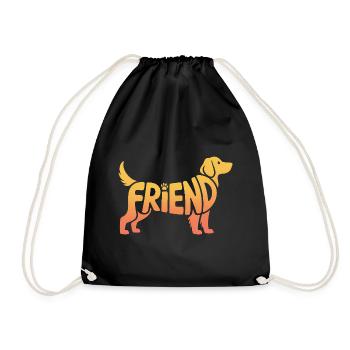Friend Dog - Cool Pet Logo - Drawstring Bag - black - Front