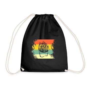 Pommes retro vintage Pomme de terre french fries - Turnbeutel - Schwarz - Vorne