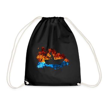 Feuer Bootsangler Flammen Fischerboot Angler - Turnbeutel - Schwarz - Vorne