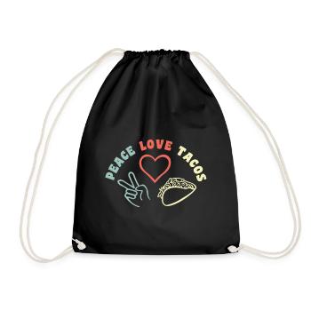 Peace Love Tacos - Cinco de Mayo - Turnbeutel - Schwarz - Vorne