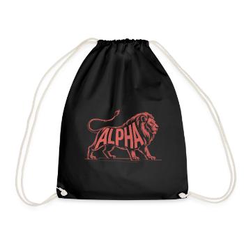 Alpha - Cool Lion Logo - Drawstring Bag - black - Front
