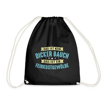 Dicker Bauch, Feinkostgewölbe, Feinschmecker, Fun - Turnbeutel - Schwarz - Vorne