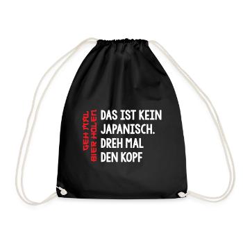 Das ist kein japanisch dreh mal den Kopf Bier - Turnbeutel - Schwarz - Vorne