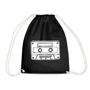 Music Cassette Cassette Audio Tape - Drawstring Bag - black - Front