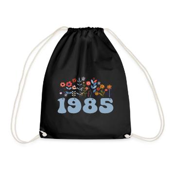 1985 Floral Pattern 1985 Floral Theme Floral 1985 - Drawstring Bag - black - Front