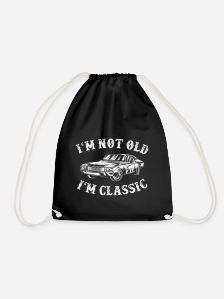 Funny muscle car birthday gift man - Drawstring Bag - black